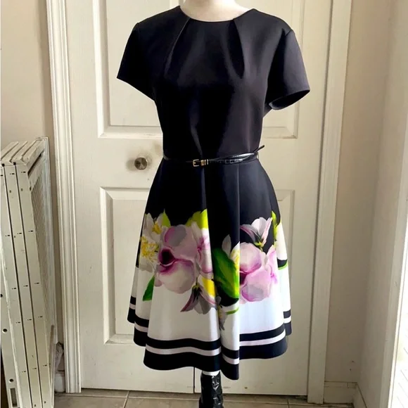 Ted Baker Black Floral Midi Dress - Picture 4 of 14